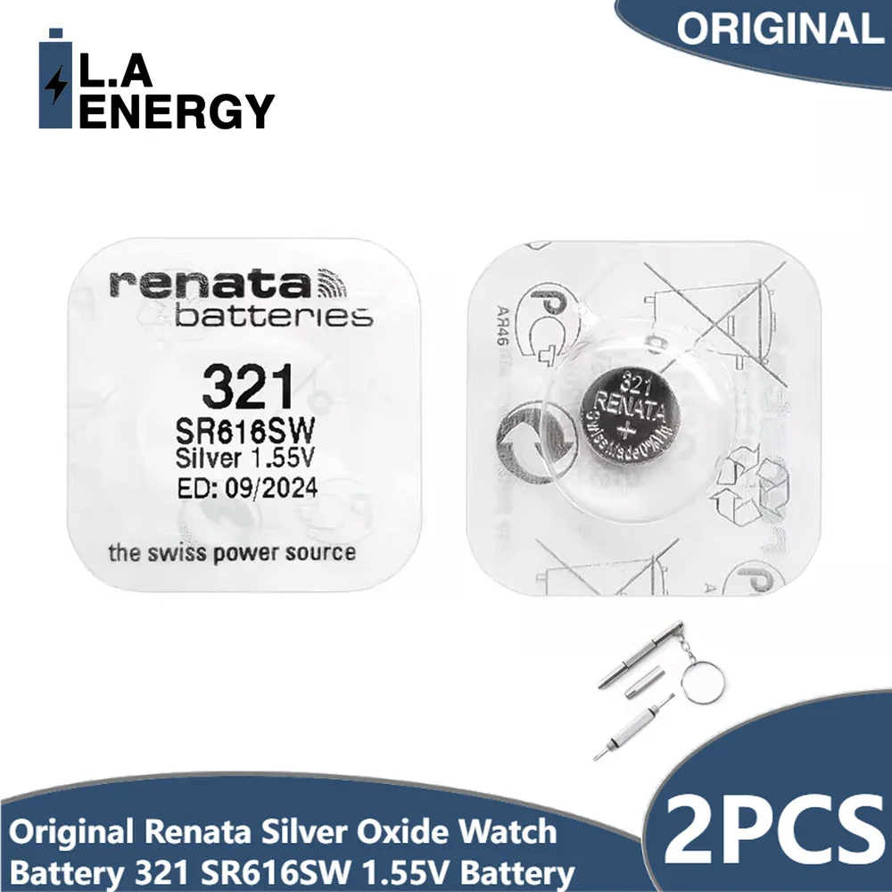 2 uds Renata óxido de plata pilas para reloj 321 SR616SW 616 1,55 V 100% marca Original Renata 321 Renata 616 batería