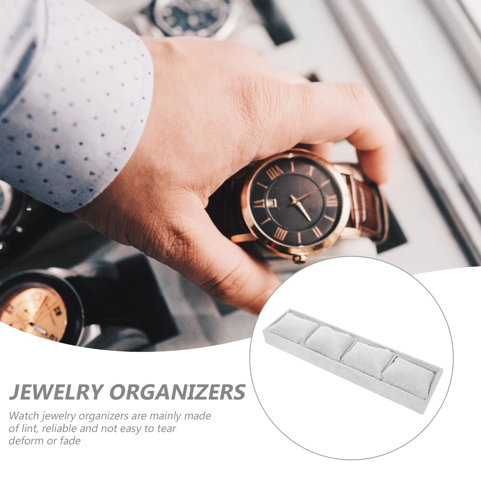 

Роскошный лоток для часов, органайзер для ювелирных изделий, держатель для браслетов, браслет, многоразовый ворсовый материал, устойчивый к царапинам дисплей для часов