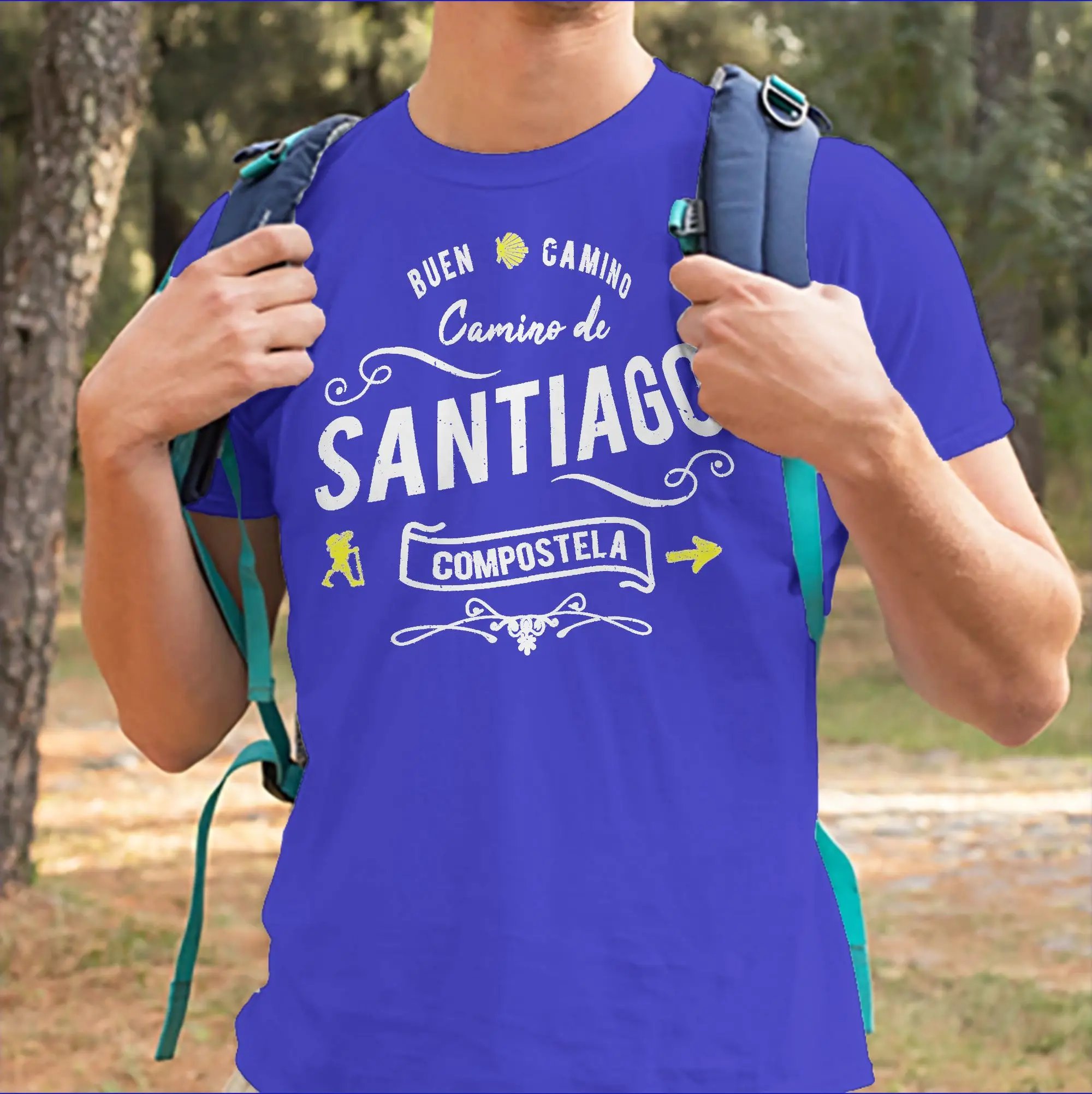Men Women T-Shirt Buen Camino de Santiago. Compostela Peregrino Cotton Tees Short Sleeve  T Shirts Crew Neck Tops Gift Idea