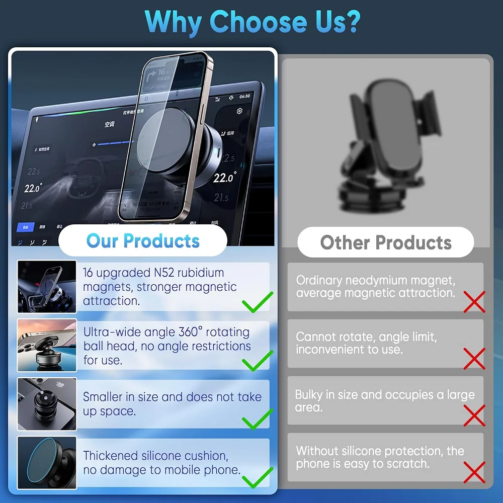 Suporte magnético de vácuo elétrico para montagem em carro 360 °   Suporte de sucção forte dobrável ajustável para GPS no carro para todos os smartphones