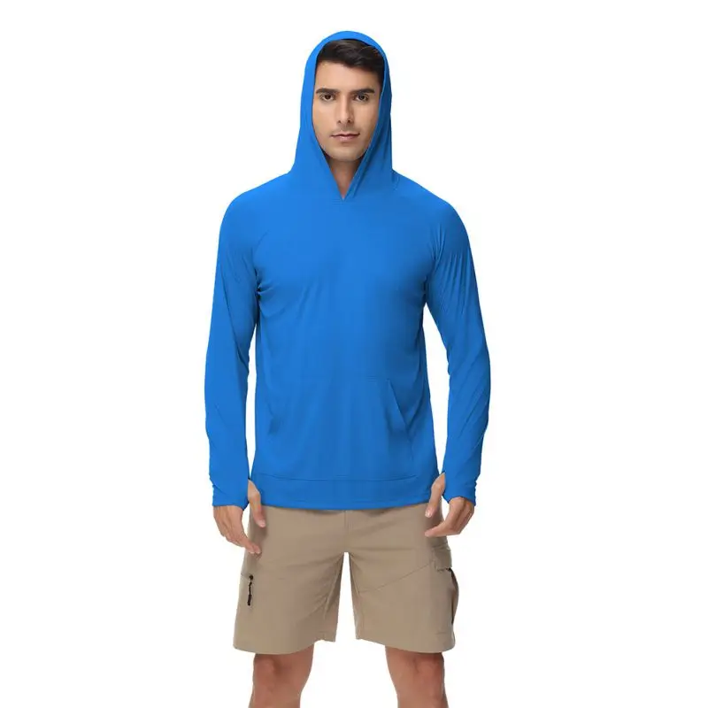 

Men's Outdoor Athletic Top Hooded Long Sleeve Running Shirt with Thumb Holes for Climbing, Hiking, Camping, Fishing
