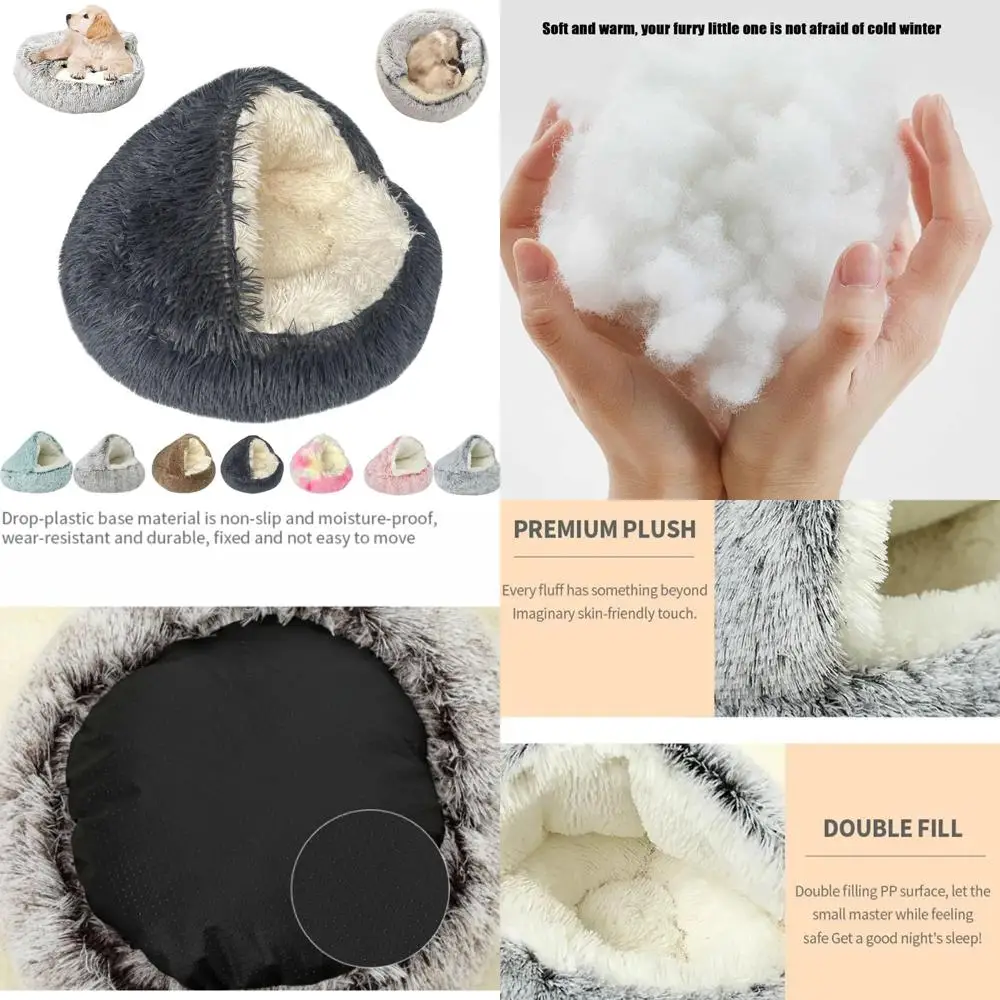 

luxury cozy cocoon dog bed - xl size for medium dogs in dark grey