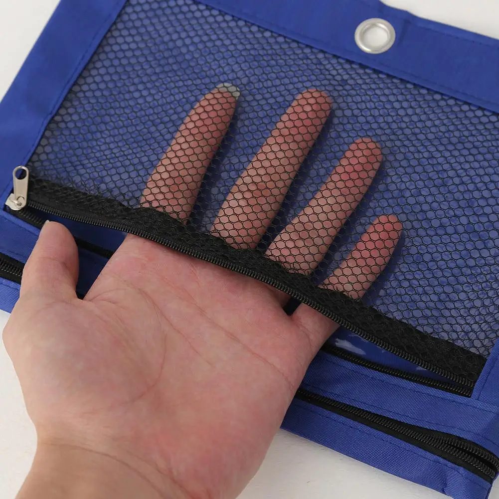 Double Zipper Pencil Pouch Case  Binder Zipper File Storage Oxford Cloth Stationery Storage Bag File Pocket Waterproof Pen Bag ﻿