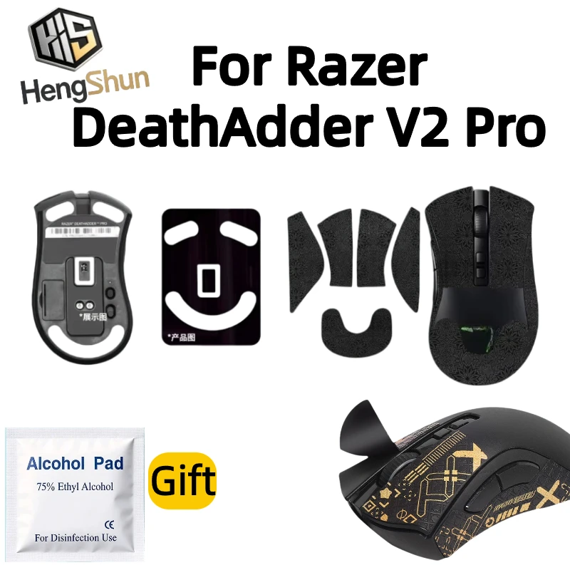 For Razer DeathAdder V2 Pro Mouse PTFE Mouse Feet & Anti-Slip Grip Tape Sweat Resistant Gaming Stickers With Alcohol Pad