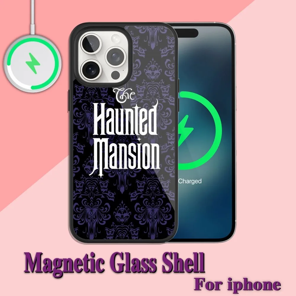 Haunted Movie Mansion Phone Case For iPhone Charging 13 14 15 11 12 Pro Max Plus Glass Magsafe Magnetic Shell