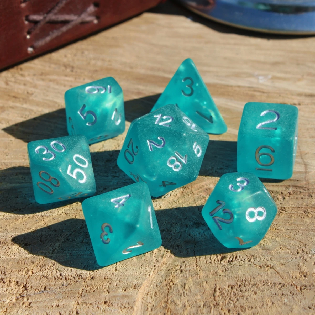 Juego de dados de cielo estrellado azul para DND, mazmorras y dragones, juegos de mesa, D & D, RPG, juego de rol de mesa, 7 unidades