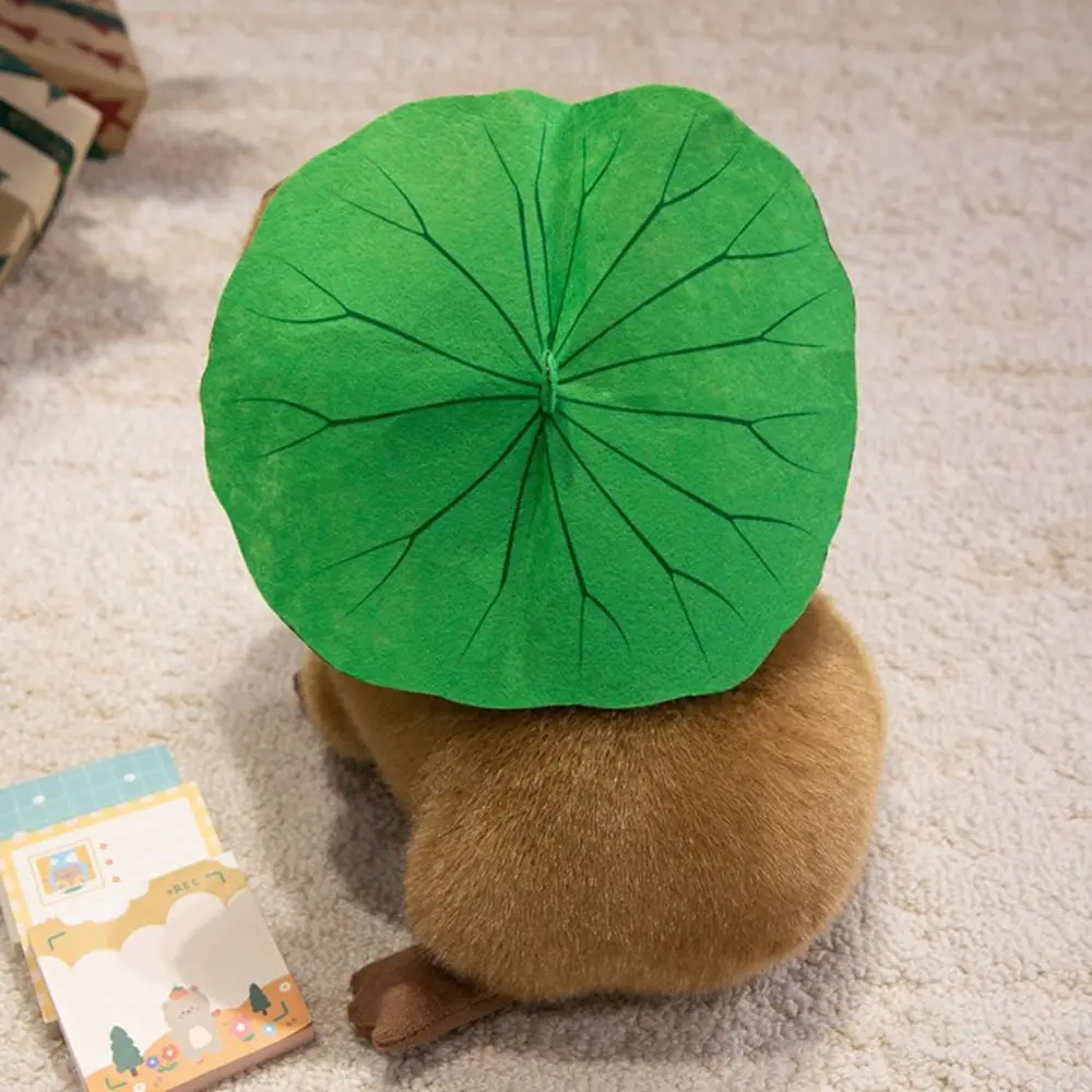 26cm/36cm Capybara Plush Doll Lotus Leaf Design Soft Material Capybara Stuffed Toy Cute Expression Green Leaves