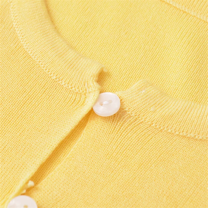 KEYANKETIAN 225, осенний новый женский тонкий желтый вязаный топ, простой стиль, однобортный тонкий вязаный кардиган с круглым вырезом и длинными рукавами