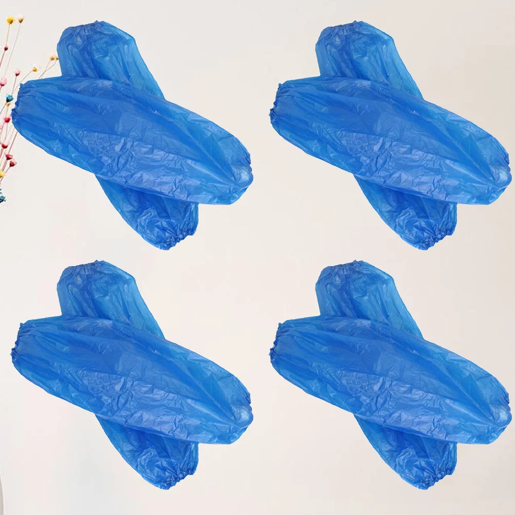 300 PCS Oil Resistant Oversleeves Disposable Gloves Cleaning Waterproof Arm Blue Work