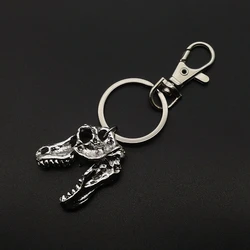 Goth Punk T-Rex Dinosaur Skull keychain Skeleton Pendant Chain Key Ring For Women Man Handmade Charm Jewelry Wholesale