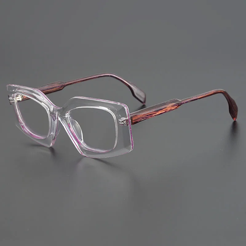 Niche handmade eyeglasses frame men and women large frame wide edge fashion transparent color acetic acid optical prescription