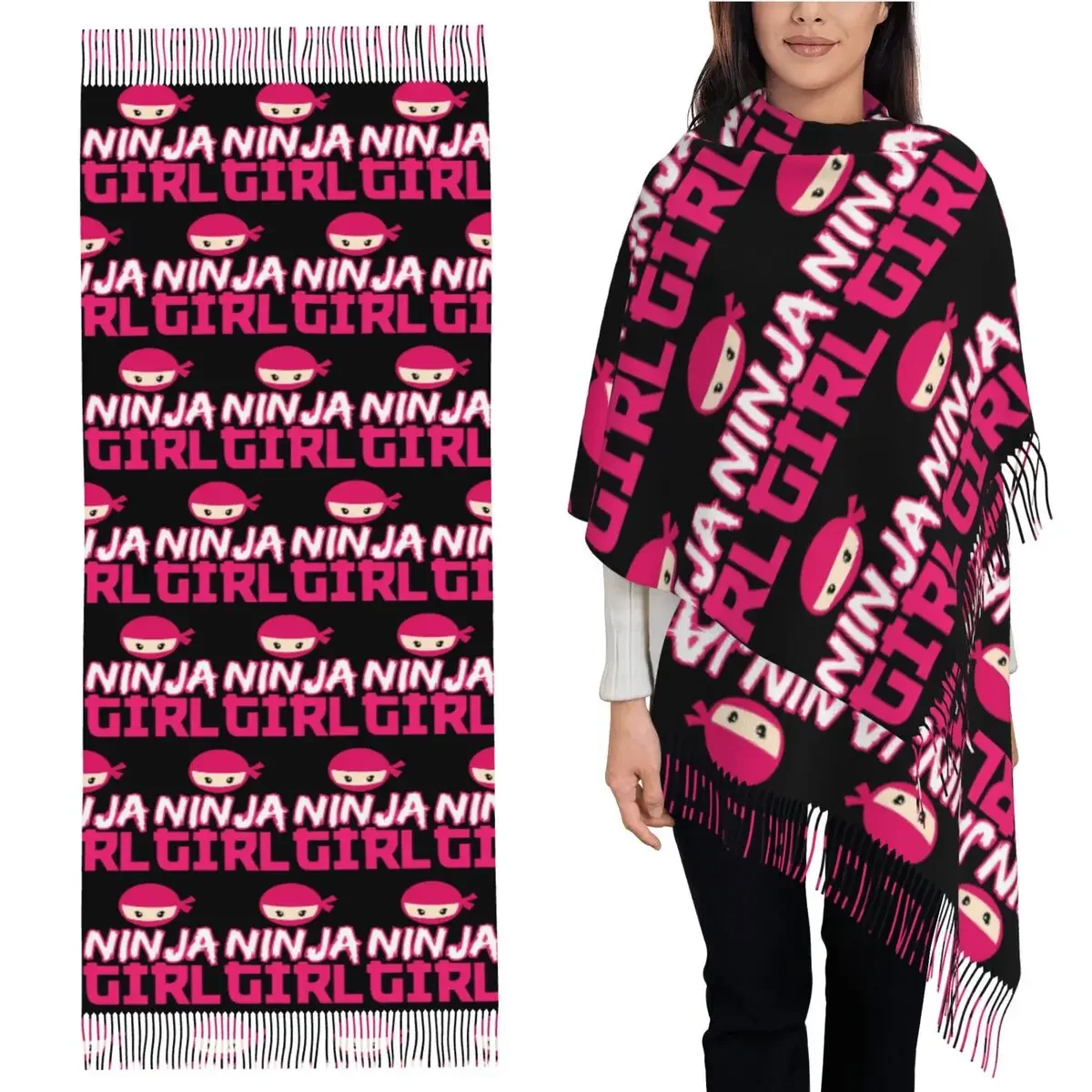 

Шпионский шарф-ниндзя для девочек, шарфы с кисточками, женские мягкие теплые шали и накидки, длинная осенне-зимняя шаль