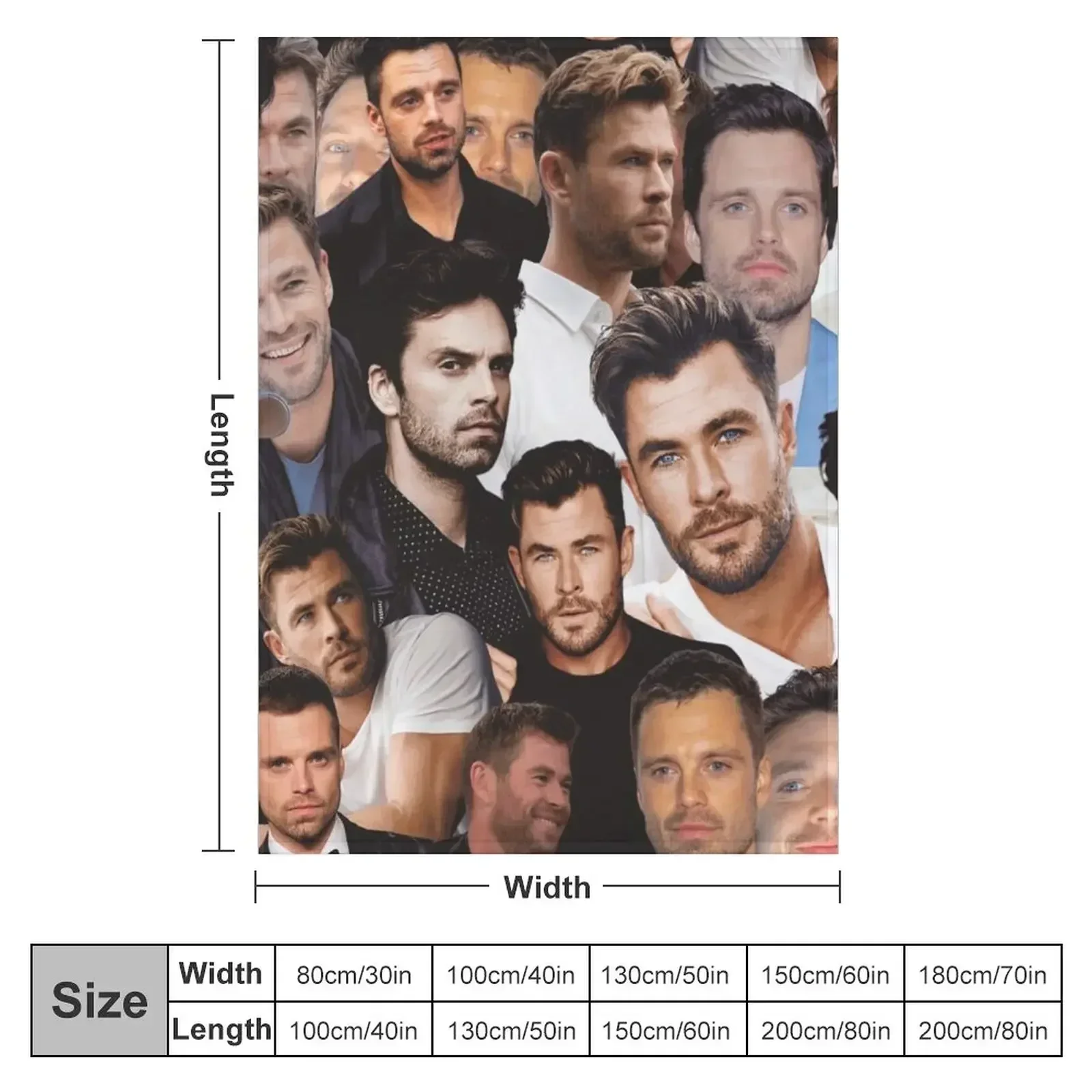 sebastian stan and Chris Hemsworth photo collage Throw Blanket christmas gifts Luxury Brand Picnic Plaid Blankets