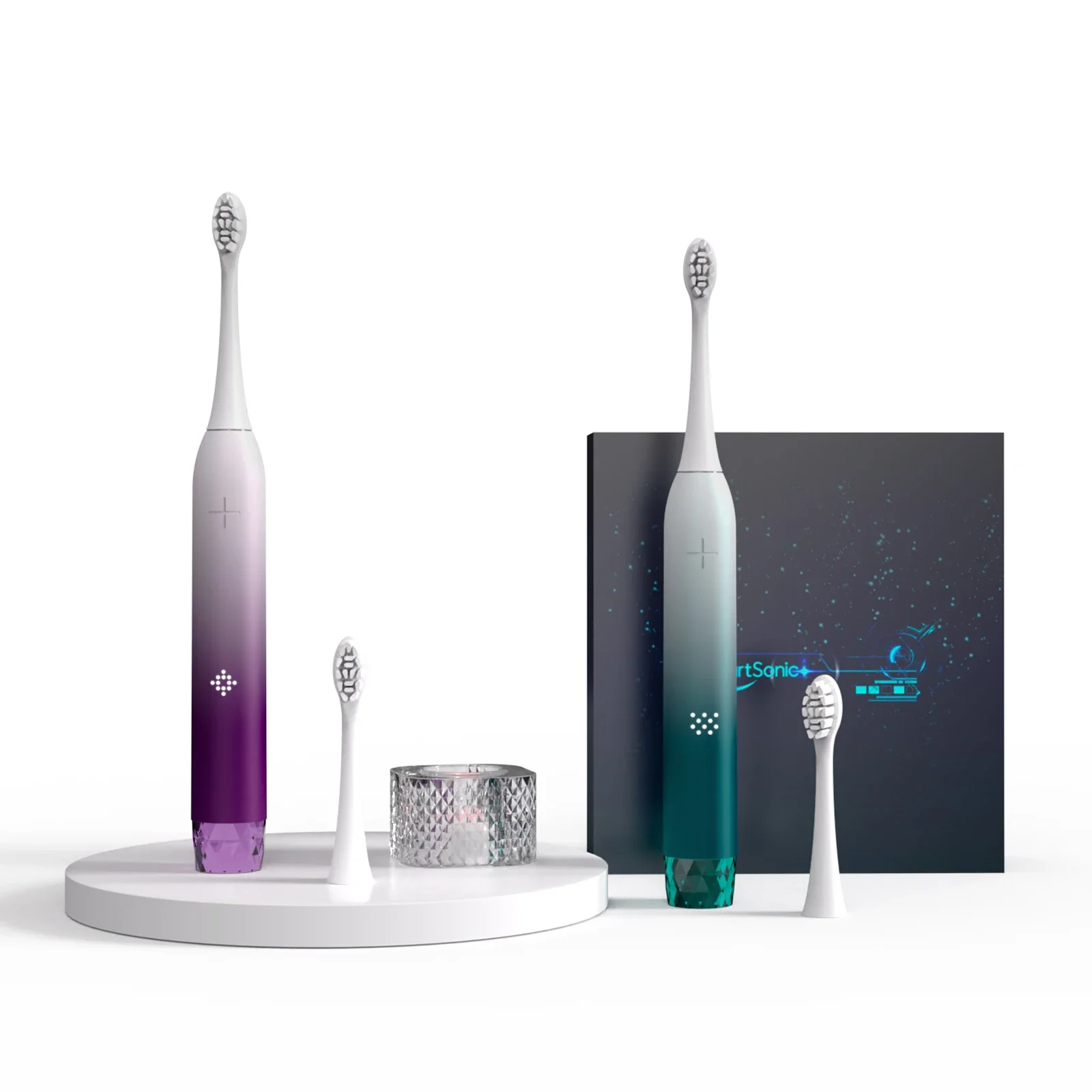 Pressure Sensor Turn on Toothbrush 4 pack Brush Head IPX8 Touch Control Sonic Electric Toothbrush with Travel case