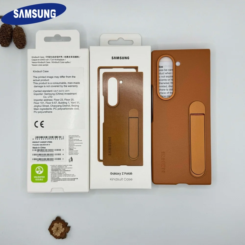 

Original Matte Stand Holder Leather Soft With Box Phone Case For Samsung Galaxy Z Fold 7 6 5G Slim Shockproof Protective Cover