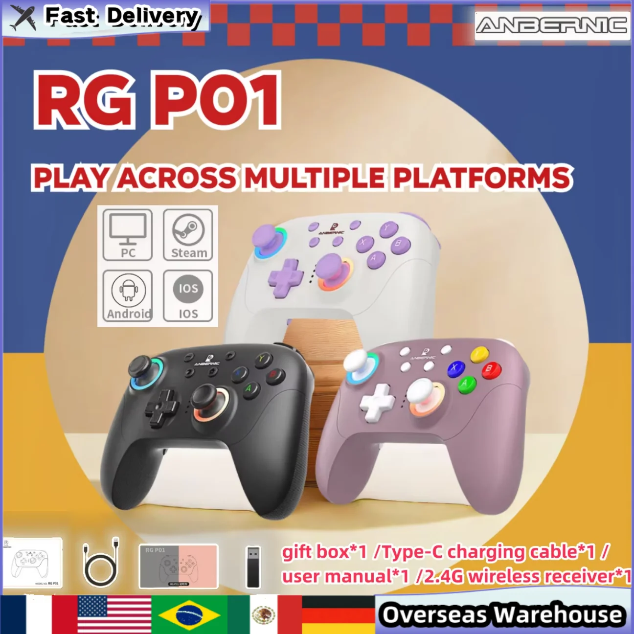 

ANBERNIC RG P01 Gamepad For PC Android IOS Steam Wired Wireless Bluetooth Joystick XBOX Game Controller Accessories Mens Gifts