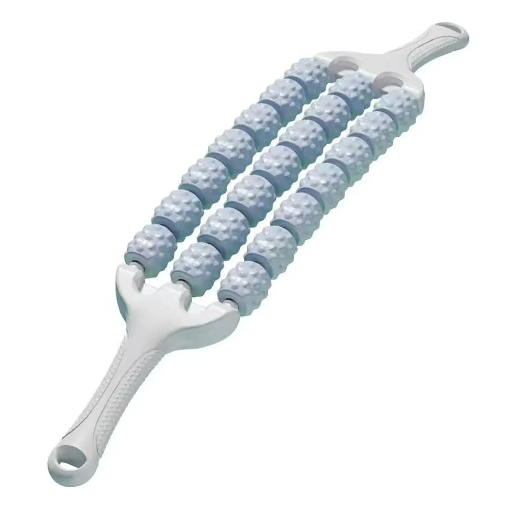 Portable Three-row Yoga Massage Stick Curved Non Slip Massage Roller Fascia Stick for Training Muscle Relaxation Body