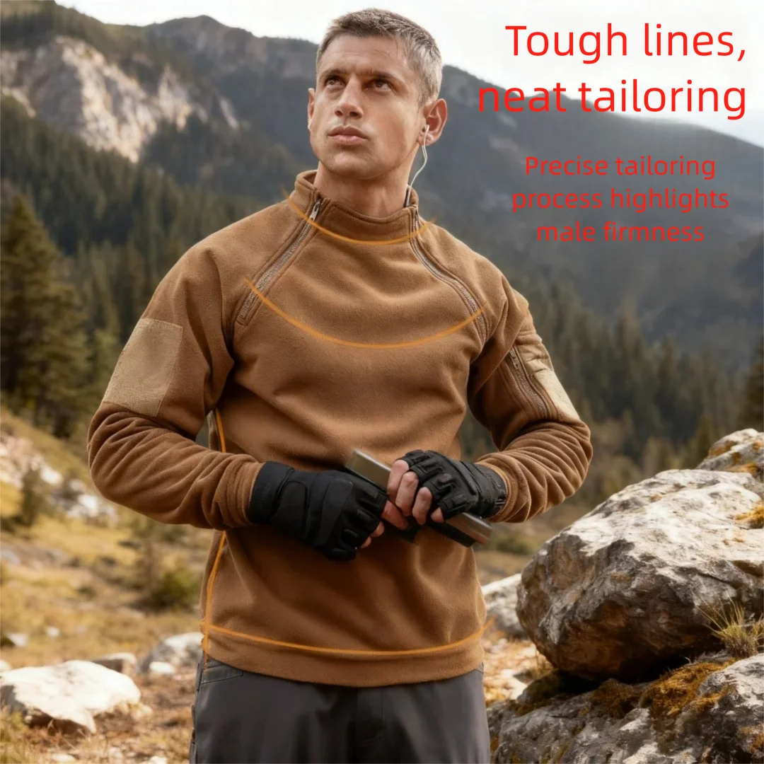 سترة صوف شبكية تكتيكية للرجال - Polartec ® قماش حراري احترافي مع جيوب متعددة الاستخدامات (نظام متوسط الطبقات لجميع الأحوال الجوية) #2