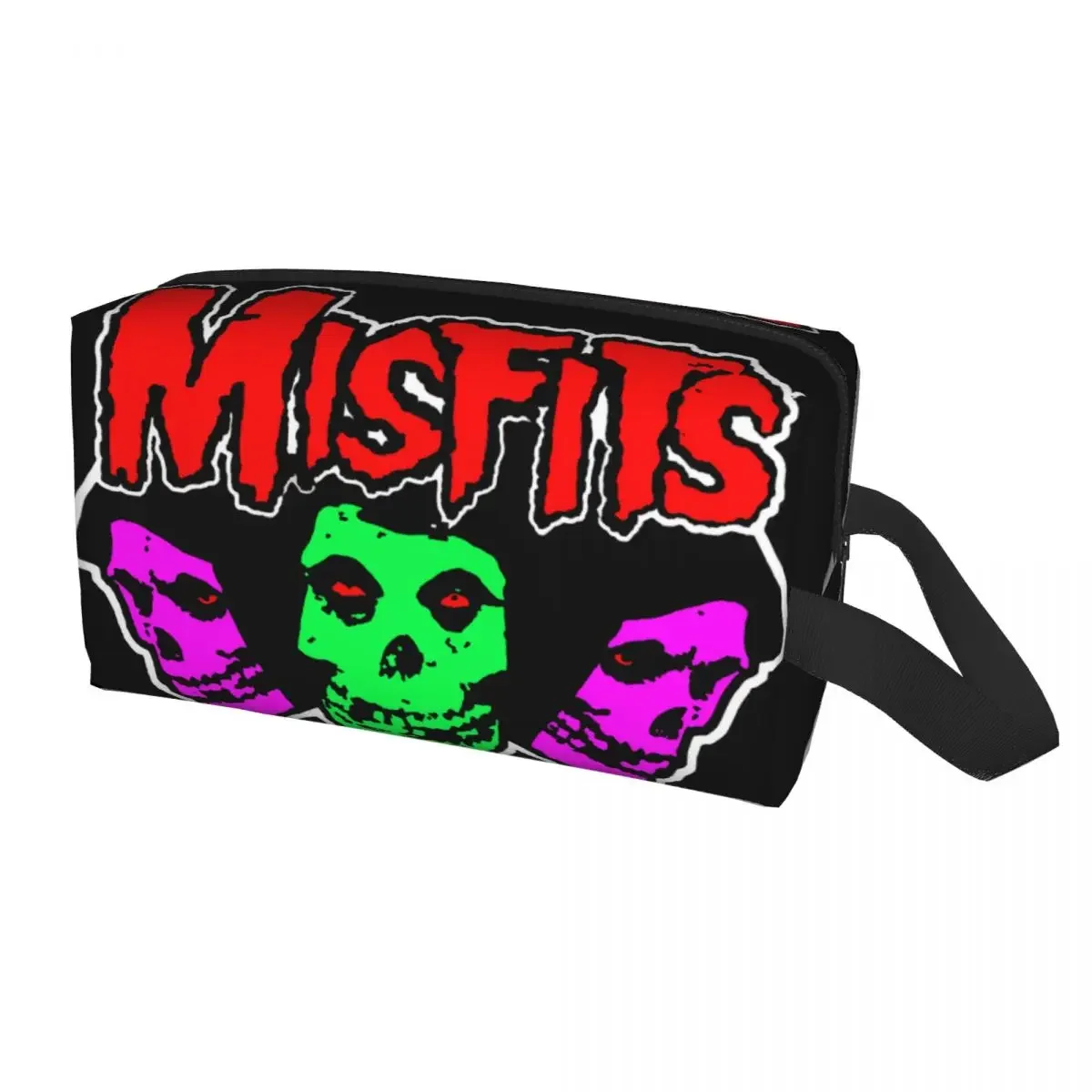 Custom Punk Band Misfits Skull Face Travel Toiletry Bag for Women Heavy Metal Makeup Cosmetic Organizer Beauty Storage Dopp Kit