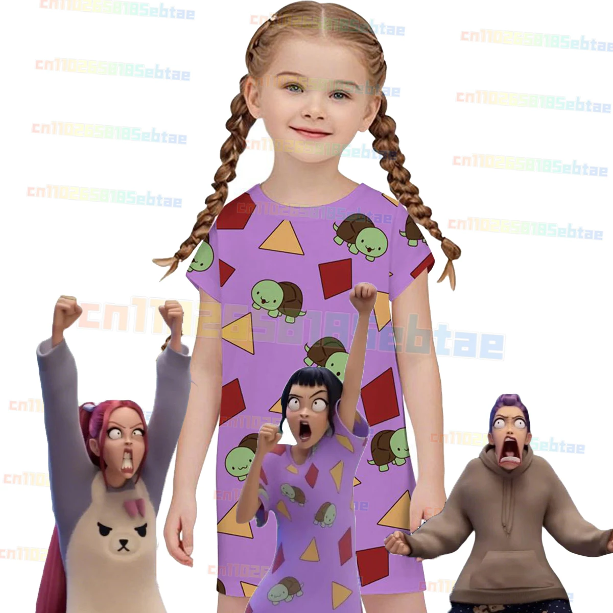 

Kids KPop Mira Zoey Demons Hunter Cosplay Purple Print Sleeping Skirt And Pajamas Costume Women Girls 2025 Movie Halloween Party