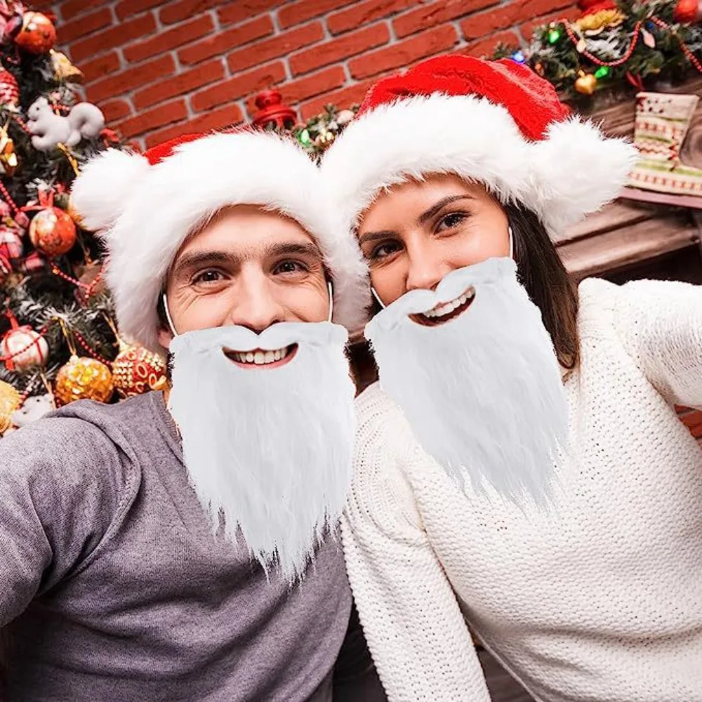 1pcs Quality Disguise Santa Santa Claus Beard Costume Prop Xmas Party Simulated Beard Christmas Cosplay White Beard Xmas