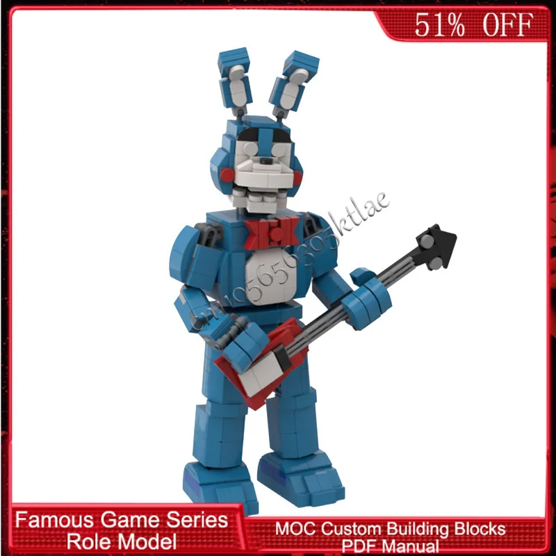 572 PCS Série de Personagens de Jogos Populares Golem Coelho que Toca Violão MOC Personalizável Bloco de Construção Modular DIY Brinquedo de Festival Presente