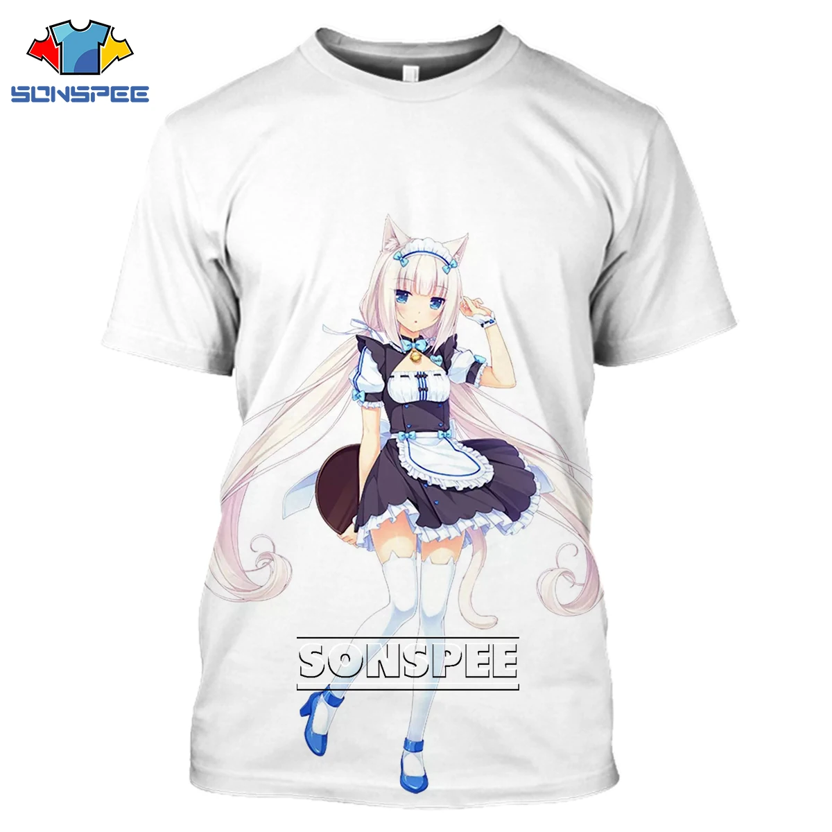 SONSPEE NEKOPAPA Anime Game Men Women 3D Print T-shirt Fashion Harajuku Sexy Loli Summer Hip hop Casual Short Sleeve O-Neck Top