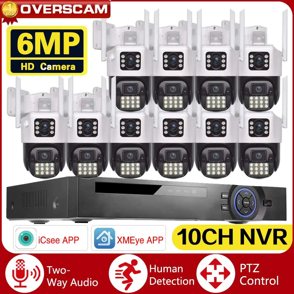 

New 4K Security Wifi PTZ Camera System 8MP Audio Mic CCTV 10CH POE NVR AI Color Night Home Video Surveillance Camera Outdoor Set