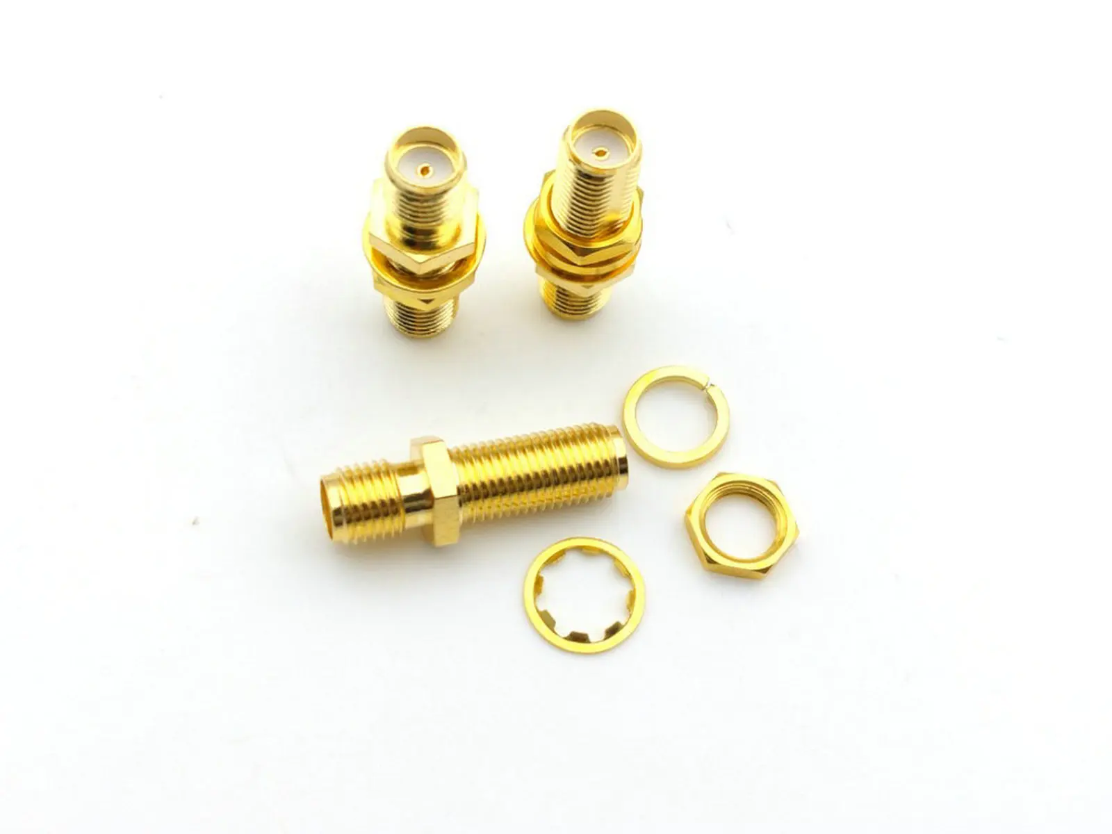 100 pcs SMA female to SMA female with nut bulkhead in serie RF coaxial adapter