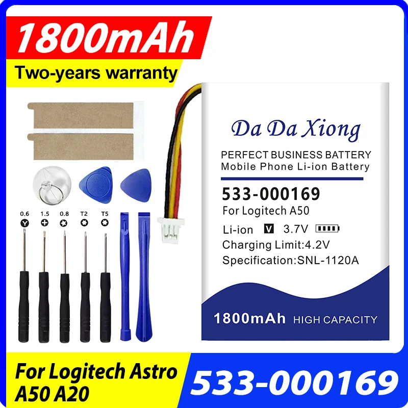DaDaXiong Brand-New 1800mAh 533-000169 Battery for Logitech A50 Gen 4 A20 + Free Tools
