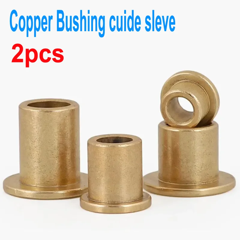 2pcs ID 8mm 10mm 12mm Flanging Self-Lubricating Bearing Powder Metallurgy Oil Copper Bushing Guide Sleeve with Stepped Flange