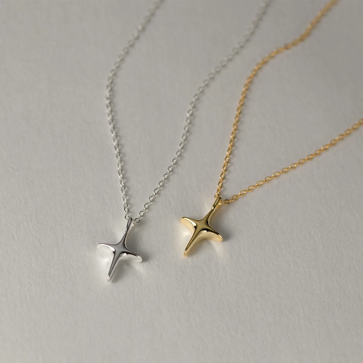 

S925 Sterling Silver Necklaces For Women Simple Chain Fashion Minimalist Pendant Gold Star Necklaces Birthday Gift