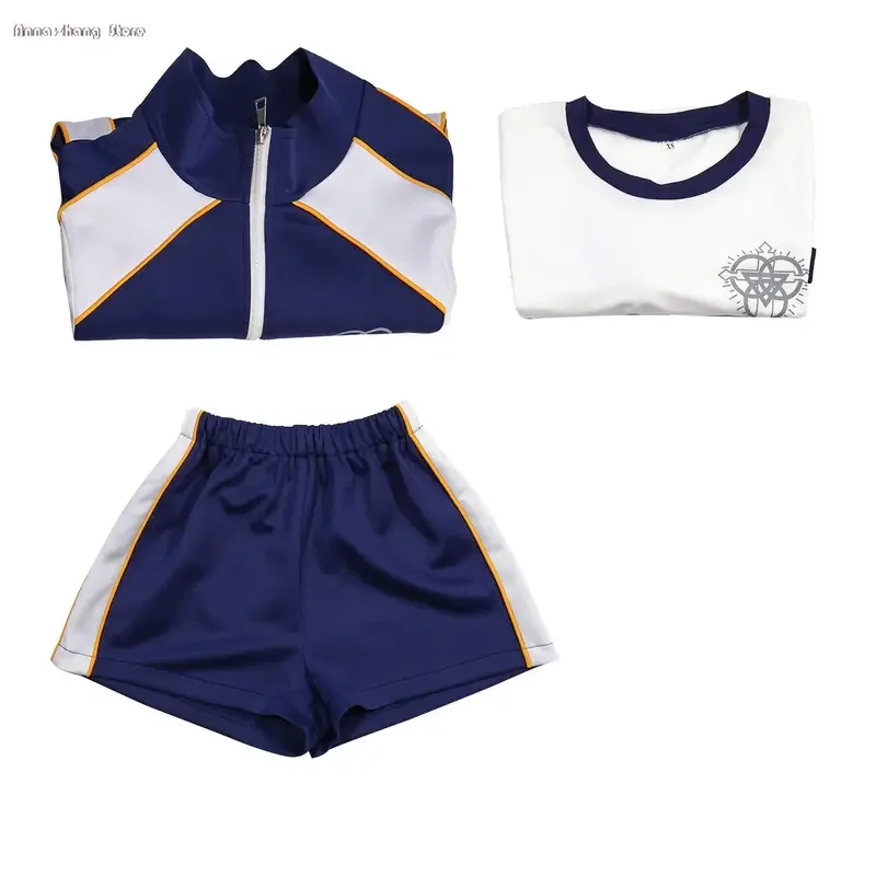 Game Blue Archive Iochi Mari Cosplay Kostuum Halloween Rollenspel Vrouwen School Gym Uniform Volledig Pak Blauwe Jas Shirt Korte Broek