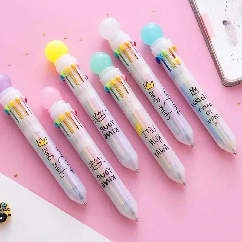 

10 Color In 1 Luxury Ballpoint Pen Ballpen For Kids Child Student Office Writing Supplies Kawaii Kids Stationary Pen Mark Random