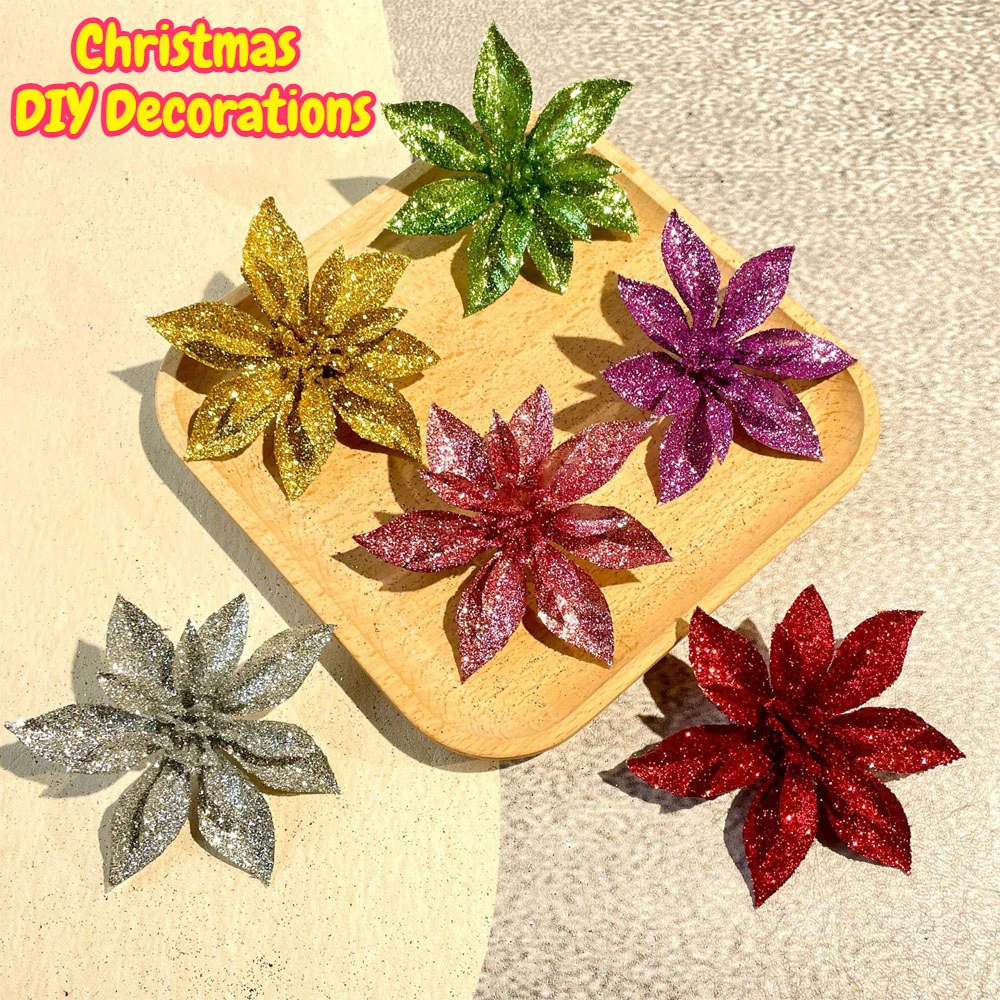 Christmas DIY Decorations Red Christmas Flowers Emulate Solid Onion Powder Gold and Silver Saffron Holy Christmas Tree Hanging