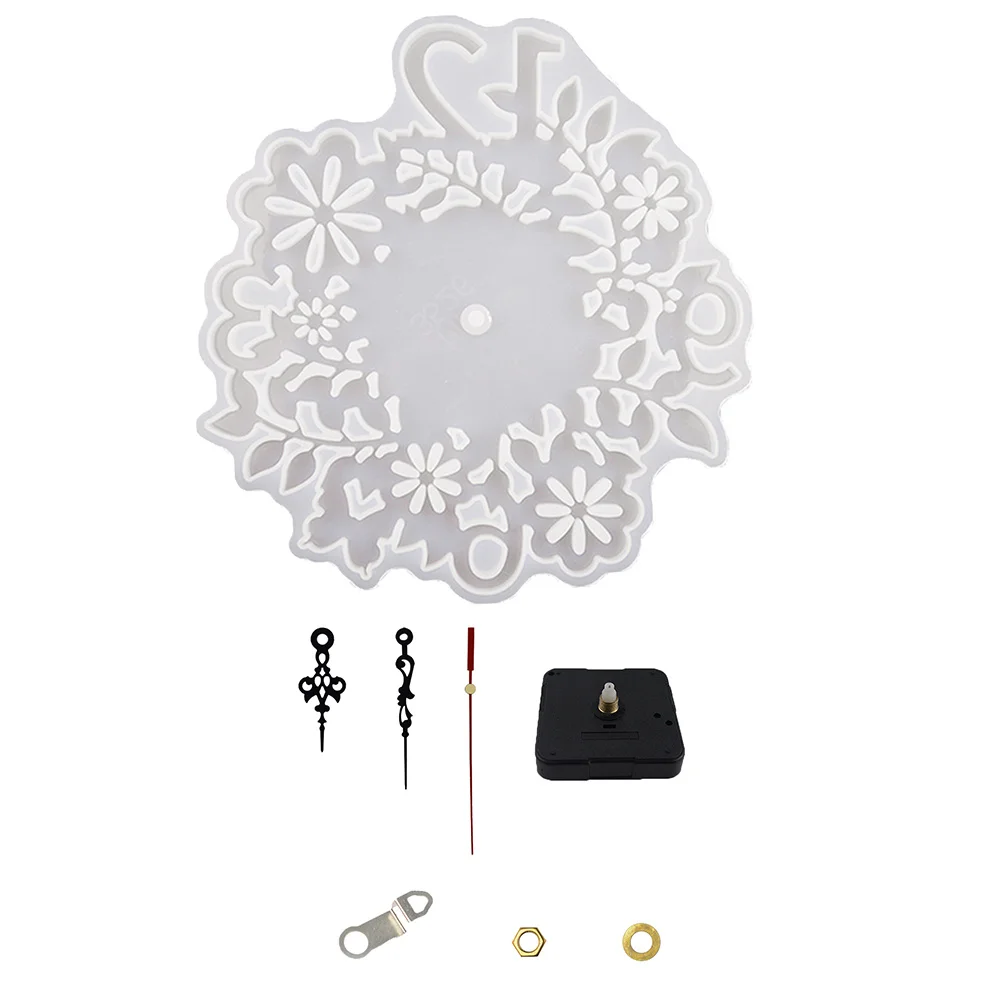 

Resin Clock Mold for DIY Epoxy Craft Flexible Silicone Flower Decor Wall Hanging Ornament Casting Molding Floral Design