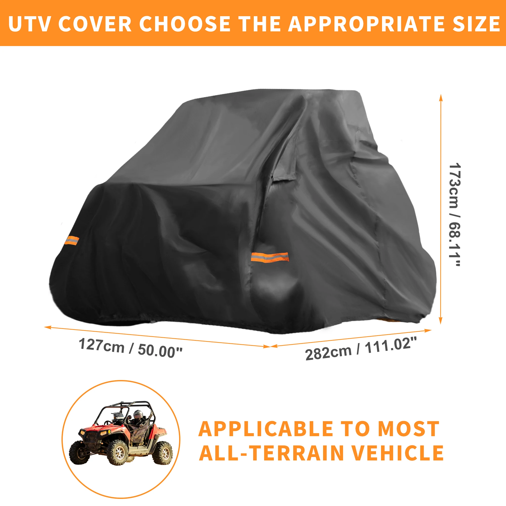 X Autohaux UTV Cover for Polaris RZR Trail Sport/Ultimate Waterproof Side by Side Cover Outdoor Protection 210D-PU 282x127x173cm