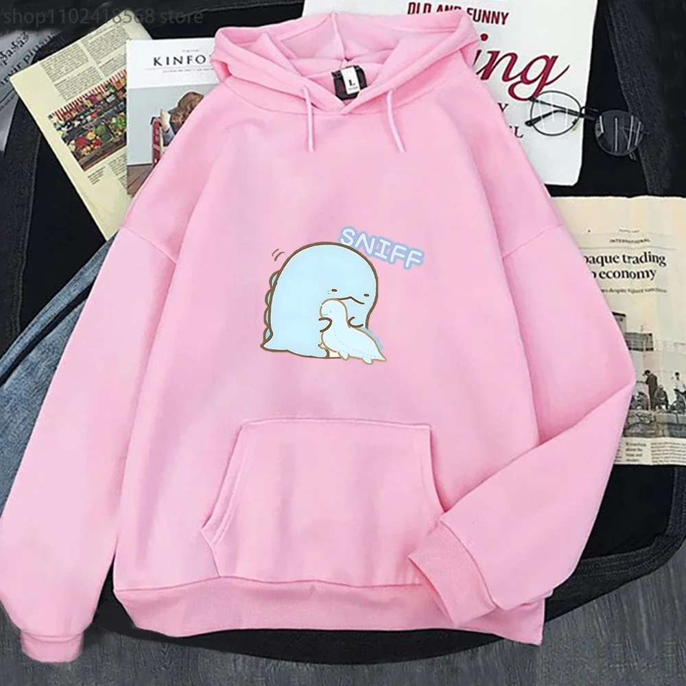 Hoodies de dinossauro para mulheres dos desenhos animados sumikko gurashi moletom gráfico kawaii meninas roupas de inverno dos homens sudadera y2k