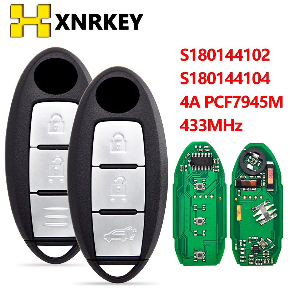 XNRKEY Car Remote Key For Nisan X-Trail Qashqai March K13 2014-2017 FCC:S180144102/S180144104 4A/PCF7945M 433MHz