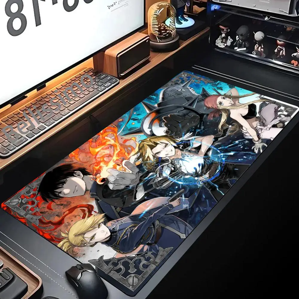 Mousepad HD Printing Computer Gamers Locking Edge Non-slip Mouse Pad Anime Fullmetal Alchemist XXL90x40cm Keyboard PC Desk Pad