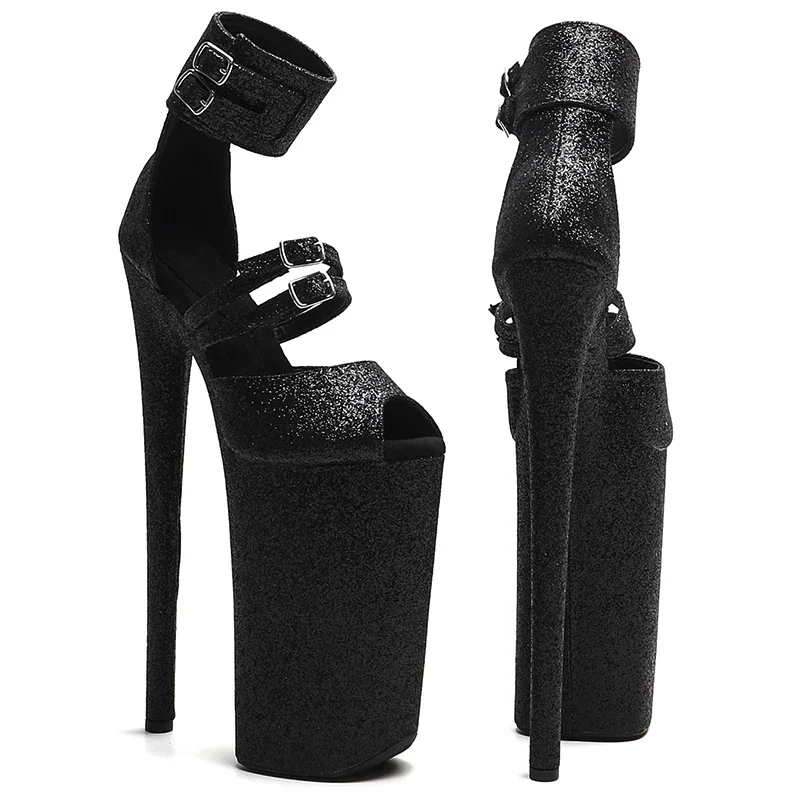 Leecabe  26CM/10inches Glitter small open toe  exotic High Heel platform  sandals stripper heel  Pole Dance shoes