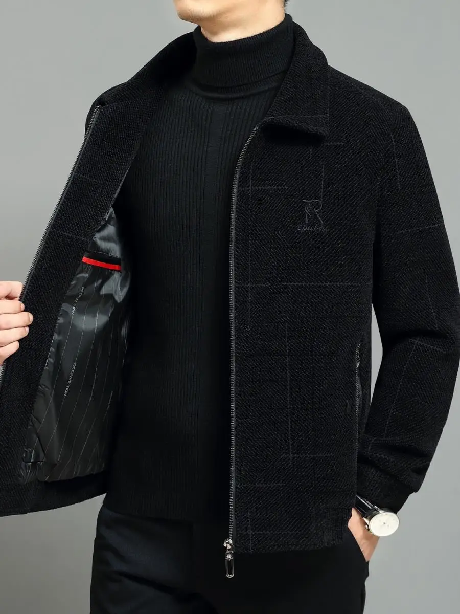 

Утепленное мужское шерстяное пальто с флисовой подкладкой, теплая зимняя верхняя одежда с воротником-стойкой и лацканами, модный городской стиль