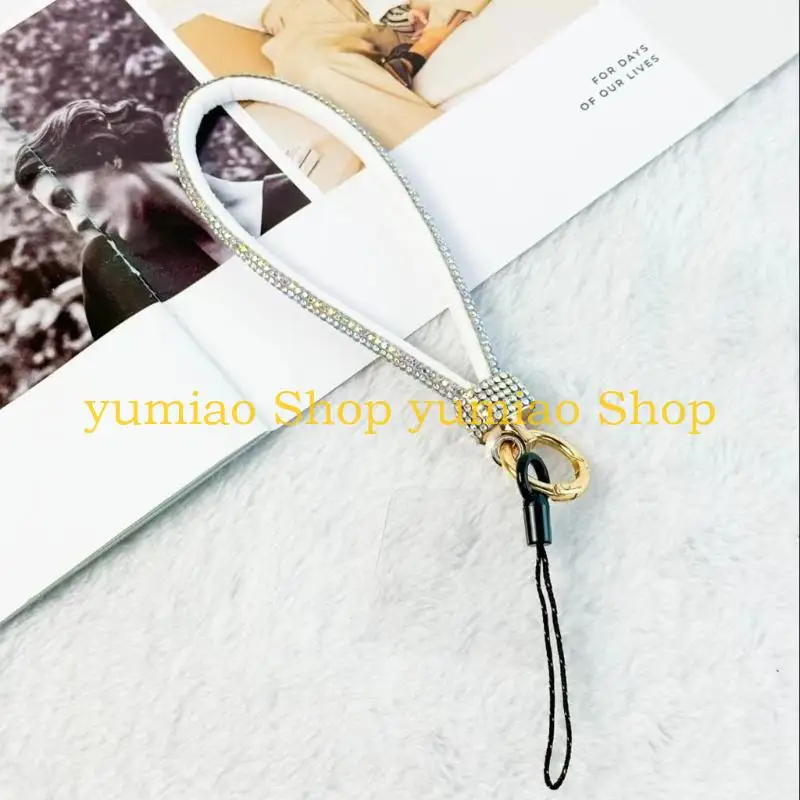 587B Secure Phone Wristband With Sparkling Accent Short Anti Slip Design Metal Construction Universal Phone Lanyard