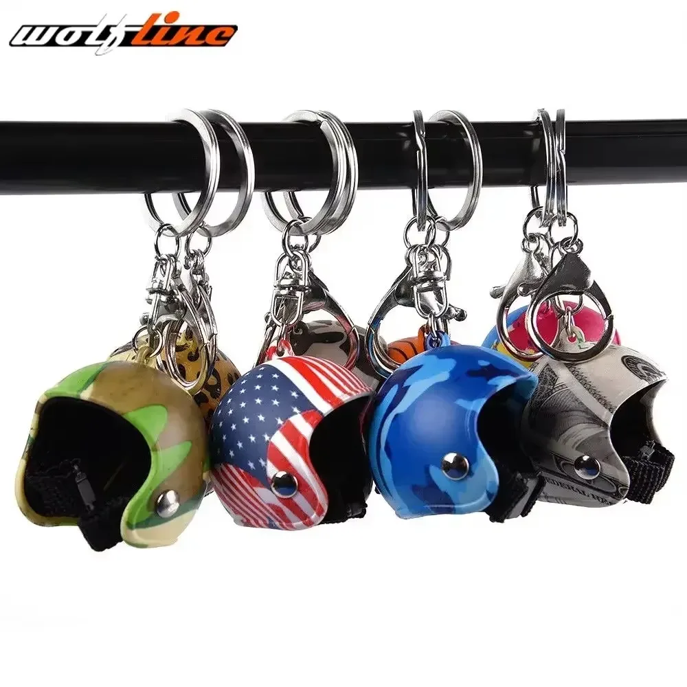 Wolf Line Motorcycle Key Chain Motorbike Helmet KeyRings Xmas Christmas for Women Men Boy Girl Birthday Gift Toy 1 Piece