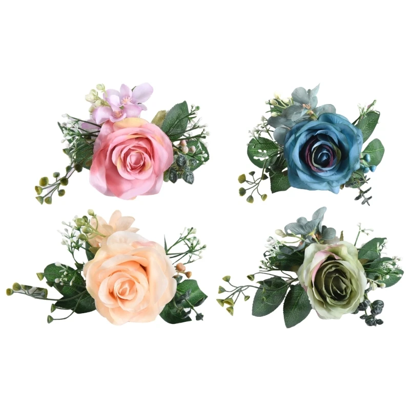 

4Pcs Artificial Flower Curtain Tieback Clips Drapery Holdbacks Wedding Decors