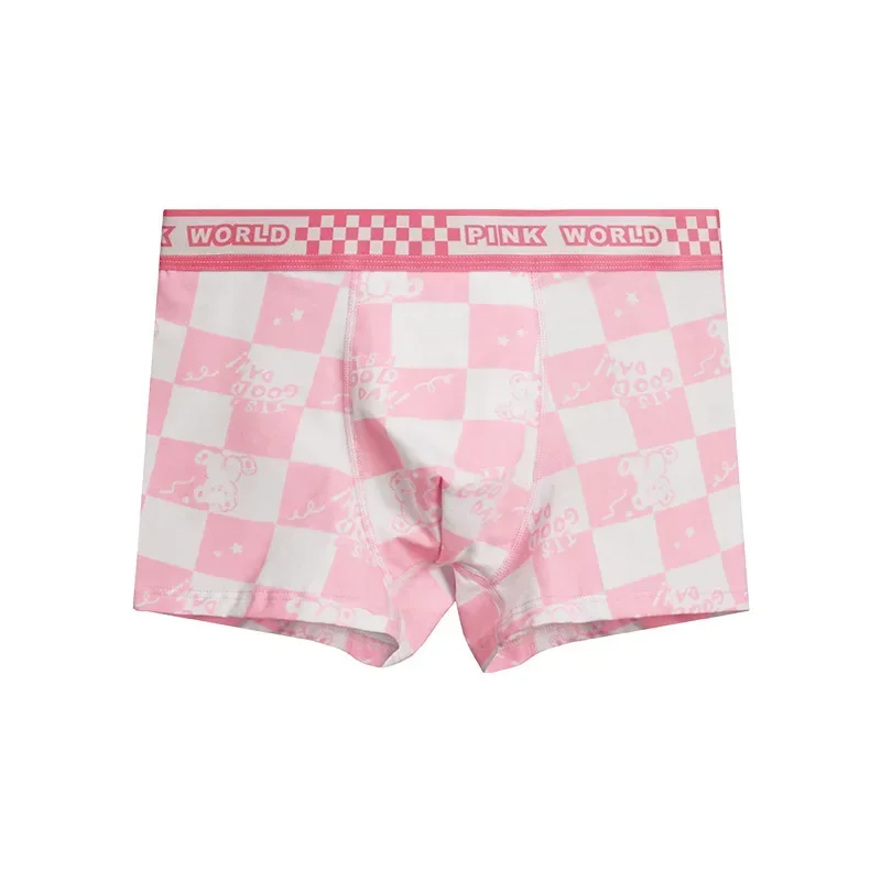 Pink Men Underwear Fashion Cute Printing Boxer Shorts Thin Breathable Cartoon Panties Sexy Soft Boy Underpants Cotton Lingerie