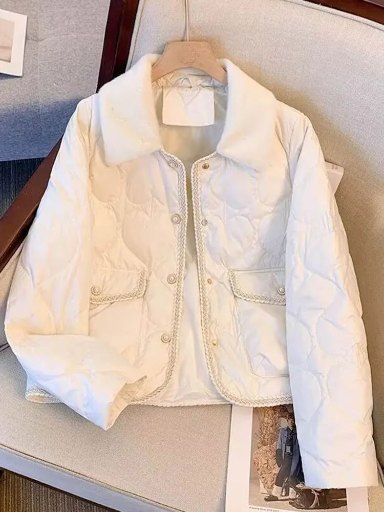 Winter Warme Daunen Baumwolle Outer Koreanische Design Einreiher Verdicken Jacken Tops Frauen Casual Langarm Chaquetas Blusas