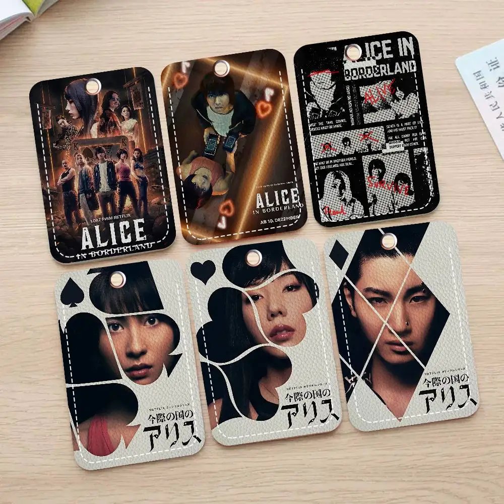 Classic TV ALICE IN BORDERLAND PU Soft Leather Rectangular Key Card Holder Induction Elevator Protection Cover