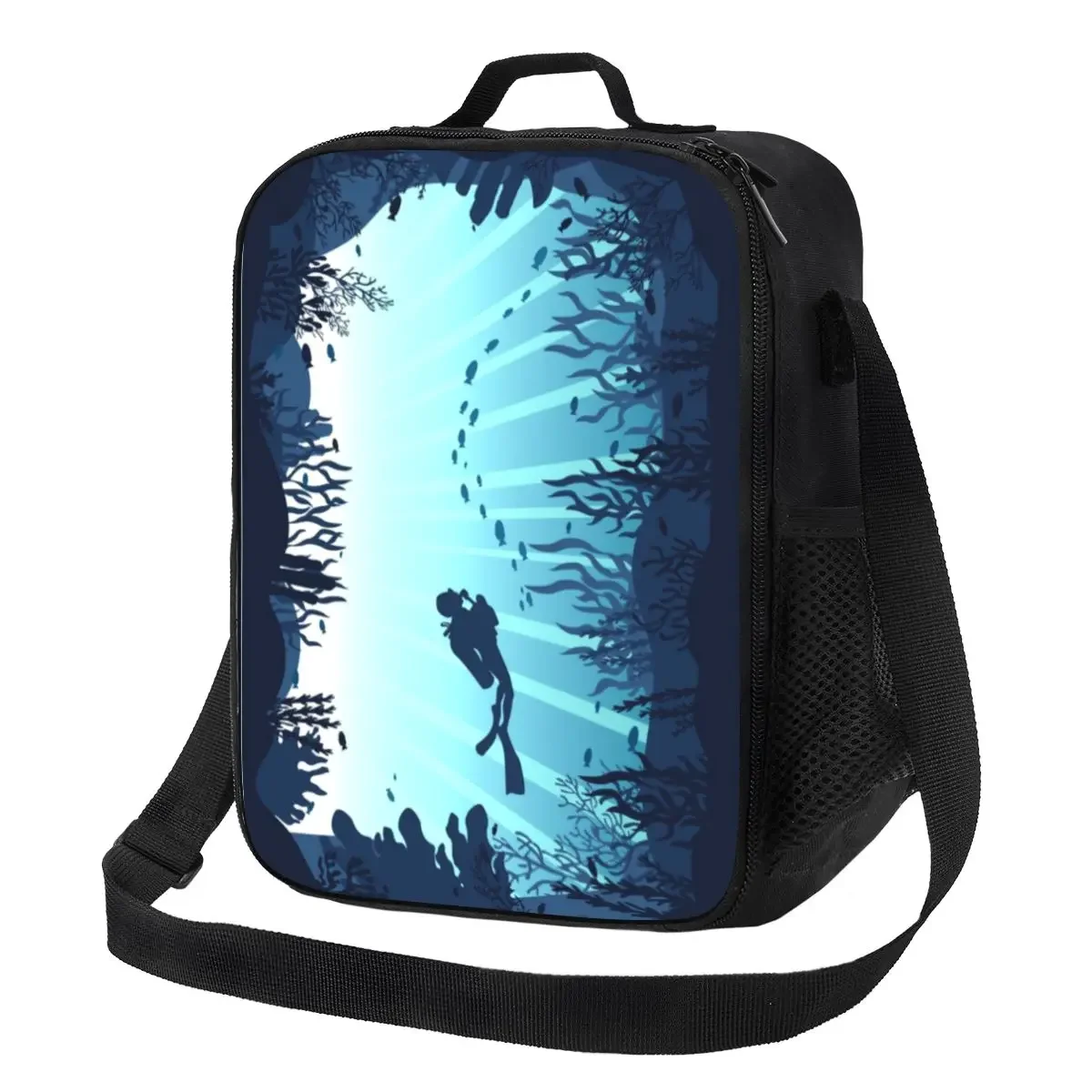 

Deep Sea Caveran Diver Insulated Lunch Tote Bag Dive Explore Portable Cooler Thermal Food Lunch Box Kids School Children