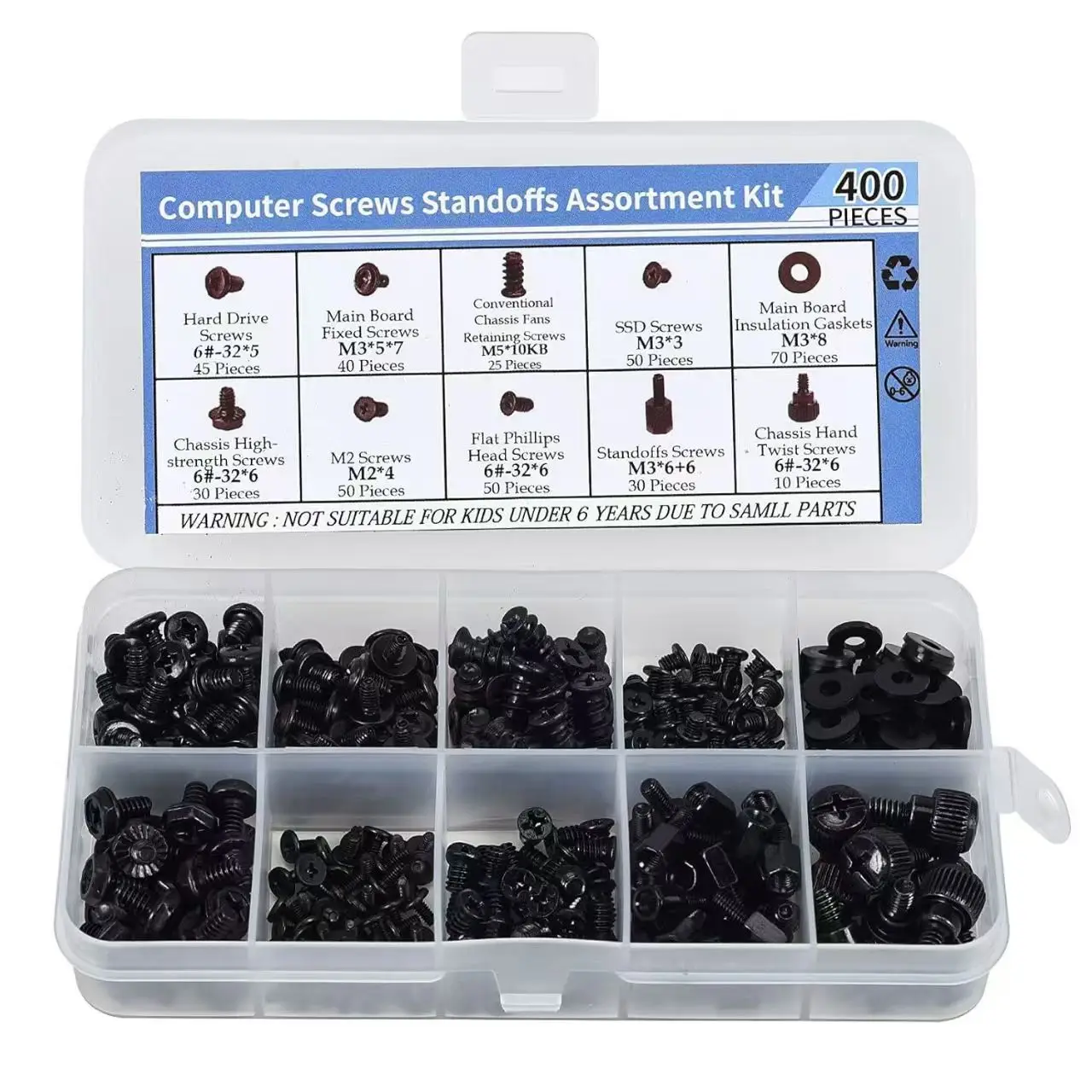 400PCS Computer Screws Motherboard Standoffs Screws PC Screws Laptop Screws PC Case Screws Fan Screws SSD Screws for HDD Hard